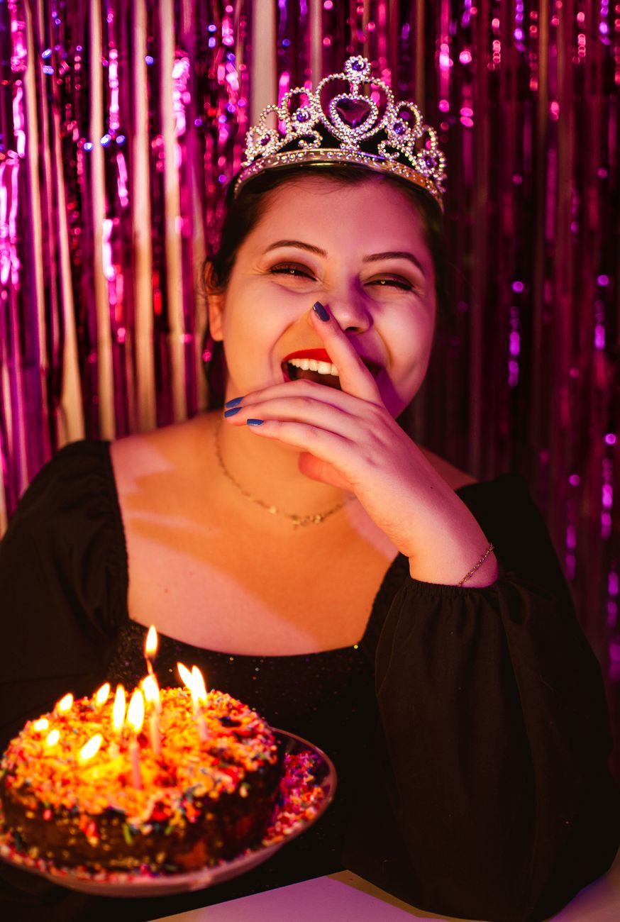 woman with birthday cake