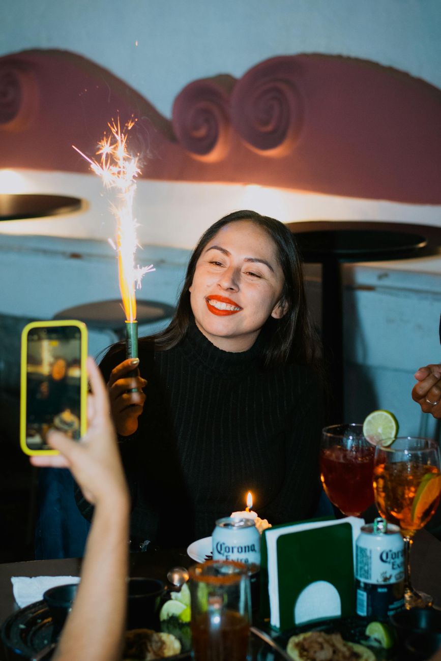 joyful birthday celebration with sparkler